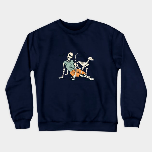 human and dog halloween retro Crewneck Sweatshirt by Aldrvnd